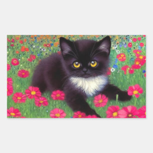 Pegatina Rectangular Gustav Klimt Tuxedo Cat