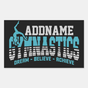 Pegatina Rectangular Gymnast ADD NAME Gymnastics Team Backbend Kickover