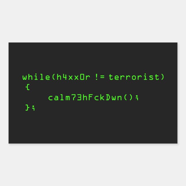 Pegatina Rectangular h4xx0r != terrorista (Anverso)