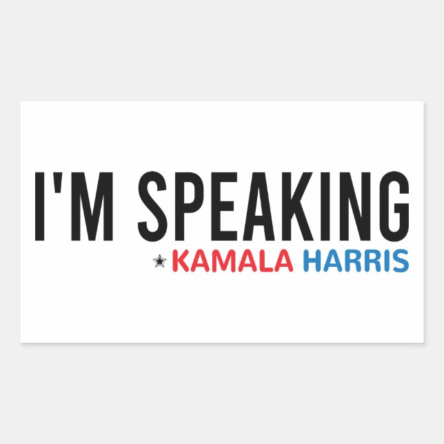 Pegatina Rectangular Hablo, cita de Kamala, Kamala Harris (Anverso)