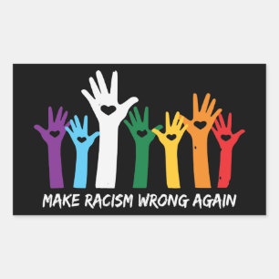 Pegatina Rectangular Hacer que el racismo se equivoque en el corazón