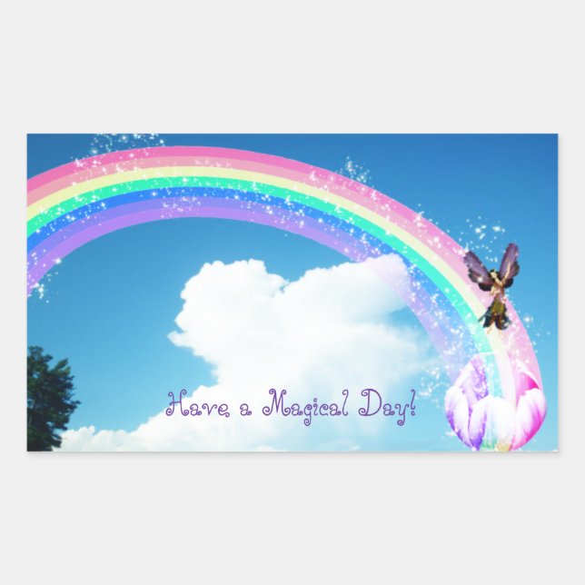 Pegatina Rectangular Hagamos un arcoiris (Anverso)