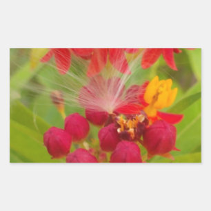 Pegatina Rectangular Hakuna Matata adorable flor verde amarilla.