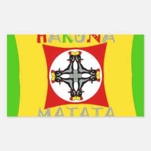 Pegatina Rectangular Hakuna Matata Diversión Colores Rasta: Vibrante y