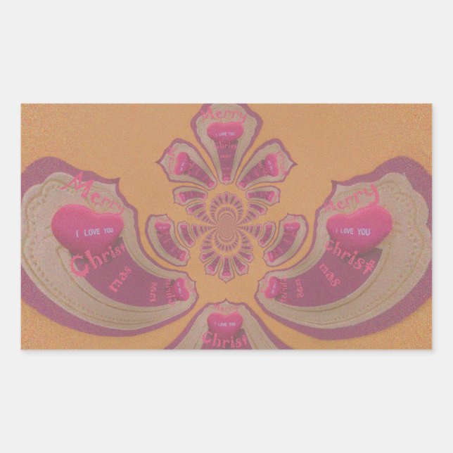 Pegatina Rectangular Hakuna Matata Feliz Navidad diseño de corazones ad (Anverso)