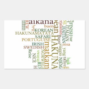 Pegatina Rectangular Hakuna Matata Global Word Cloud Art