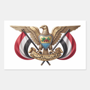 Pegatina Rectangular halcón escudo símbolo emblema bandera país Yemen