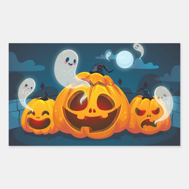 Pegatina Rectangular Halloween (Anverso)