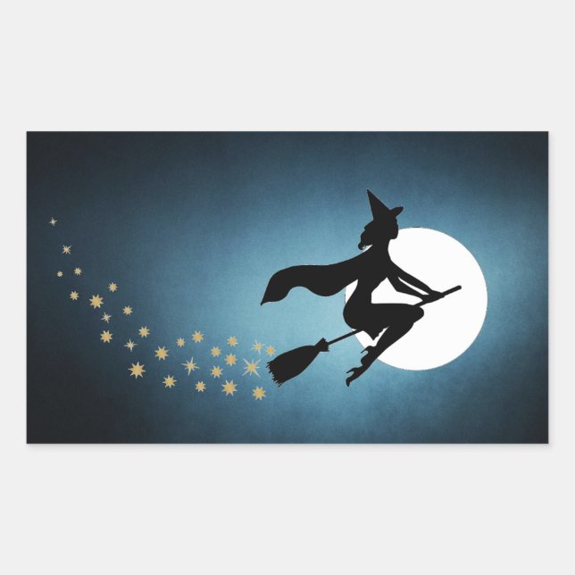 Pegatina Rectangular Halloween - Bruja (Anverso)