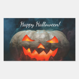 Pegatina Rectangular Halloween de calabaza
