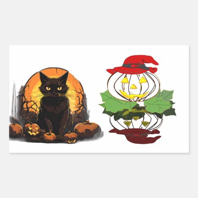 Pegatina Rectangular Halloween de pegatinas para niños (Anverso)