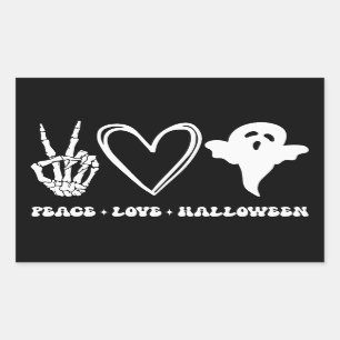 Pegatina Rectangular Halloween de retro Peace