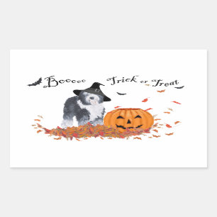 Pegatina Rectangular Halloween del viejo perro pastor inglés
