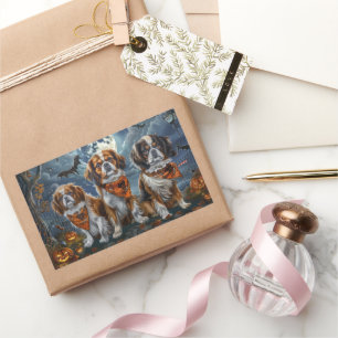 Pegatina Rectangular Halloween en español tibetano espeluznante