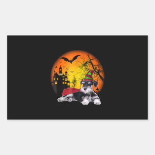 Pegatina Rectangular halloween en miniatura feliz schnauzer dogs hallow