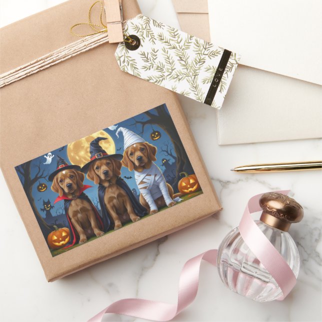 Pegatina Rectangular Halloween es divertido con la calabaza de perro de (Regalar)