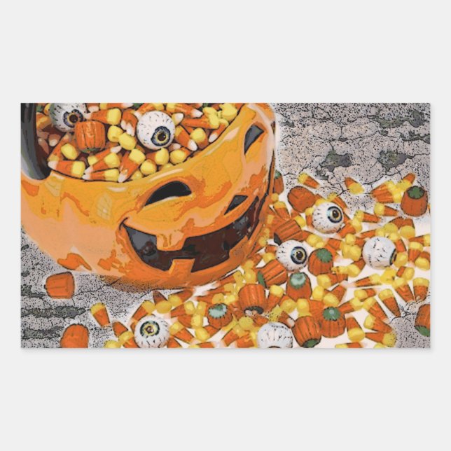 Pegatina Rectangular Halloween Eyeball Candy (Anverso)