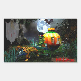 Pegatina Rectangular Halloween fantasmal