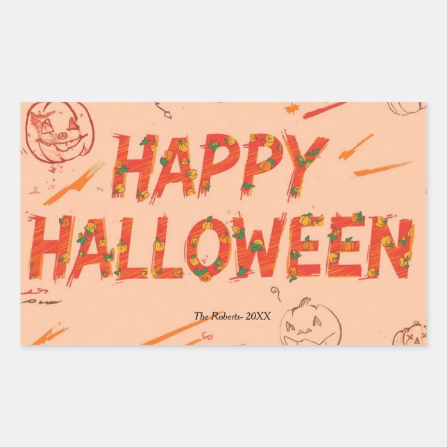 Pegatina Rectangular Halloween giftsticker, Minimalist Modern halloween (Anverso)