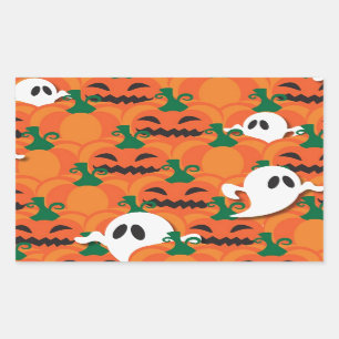 Pegatina Rectangular Halloween Halloween Parche De Fantasmas