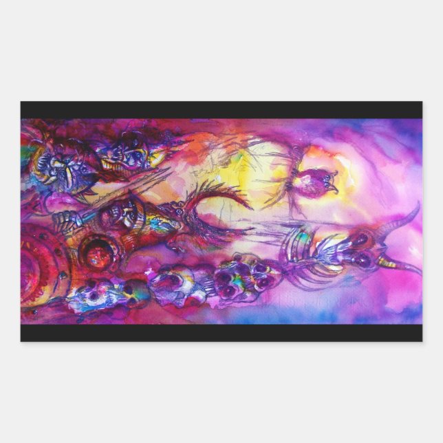 Pegatina Rectangular HALLOWEEN MONSTERS / Fantasía DE LA GUERRA DE ORK (Anverso)