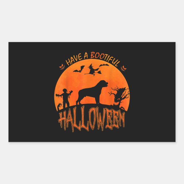 Pegatina Rectangular Halloween Rottweiler Dog Funny Sasuy Costume Lover (Anverso)