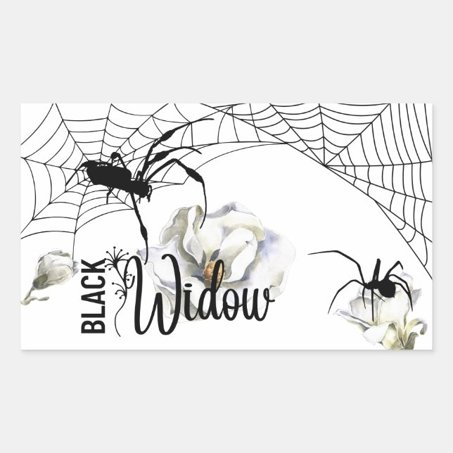 Pegatina Rectangular Halloween Stamp Collection "Black Widow" (Anverso)
