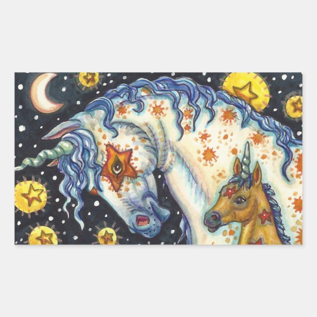 PEGATINA RECTANGULAR HALLOWEEN UNICORNS, STAR HORSE & COLT FANTASY (Anverso)