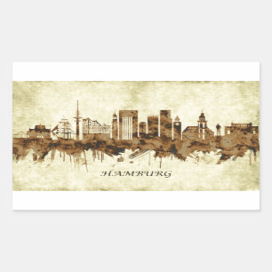 Pegatina Rectangular Hamburg Alemania Cityscape