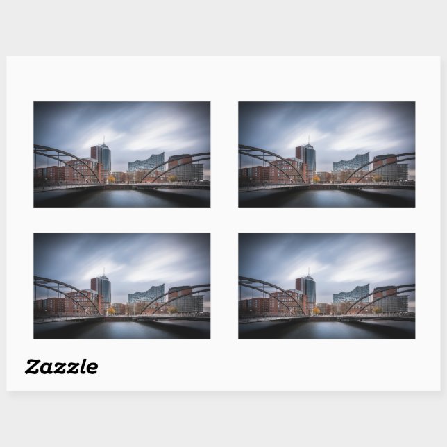 Pegatina Rectangular Hamburgo Alemania (Hoja)