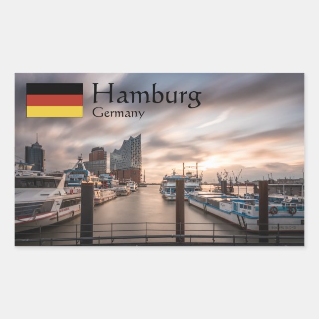 Pegatina Rectangular Hamburgo Alemania (Anverso)