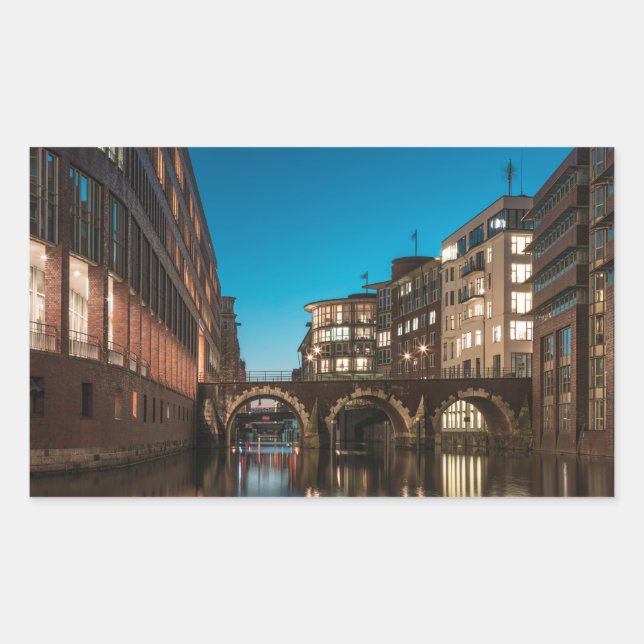 Pegatina Rectangular Hamburgo Alemania (Anverso)