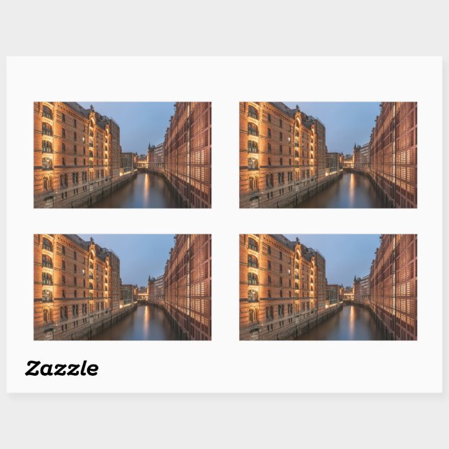 Pegatina Rectangular Hamburgo Alemania (Hoja)