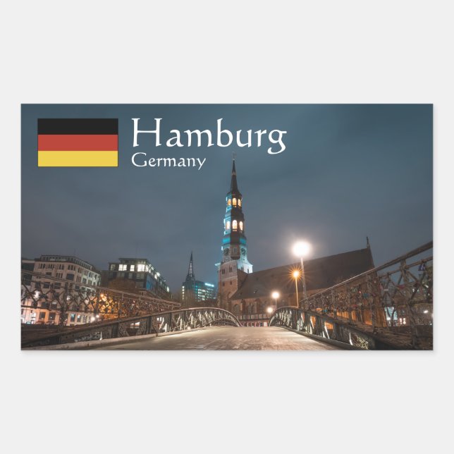 Pegatina Rectangular Hamburgo Alemania (Anverso)