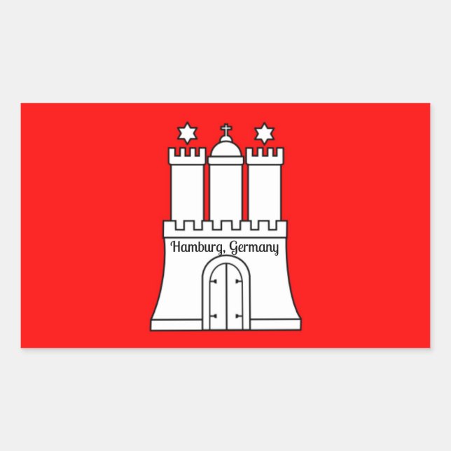 Pegatina Rectangular Hamburgo, bandera de Alemania (Anverso)