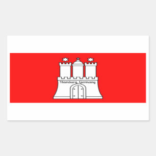 Pegatina Rectangular Hamburgo, bandera de Alemania