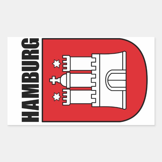 Pegatina Rectangular Hamburgo (Hansestadt) (Anverso)