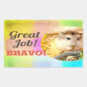 Pegatina Rectangular HammyVille - Gran Trabajo de Hámster Cute Bravo