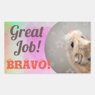 Pegatina Rectangular HammyVille - Gran Trabajo de Hámster Cute Bravo