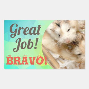 Pegatina Rectangular HammyVille - Gran Trabajo de Hámster Cute Bravo