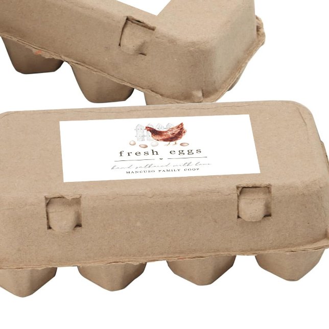 Pegatina Rectangular Hand Painted Chicken Farm or Coop Egg Carton Label (Subido por el creador)