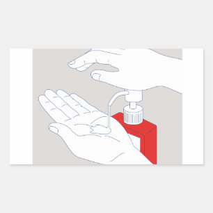 Pegatina Rectangular Hand Sanitizer Monoline