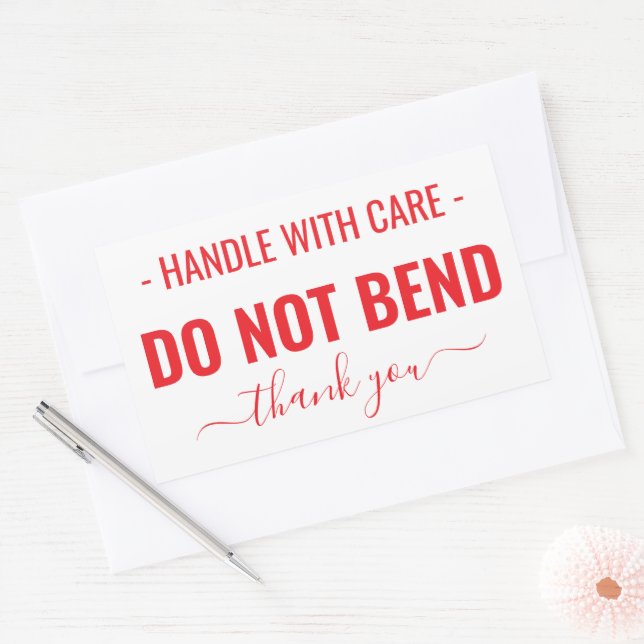 Pegatina Rectangular Handle with Care Do Not Bend Warning (Sobre)