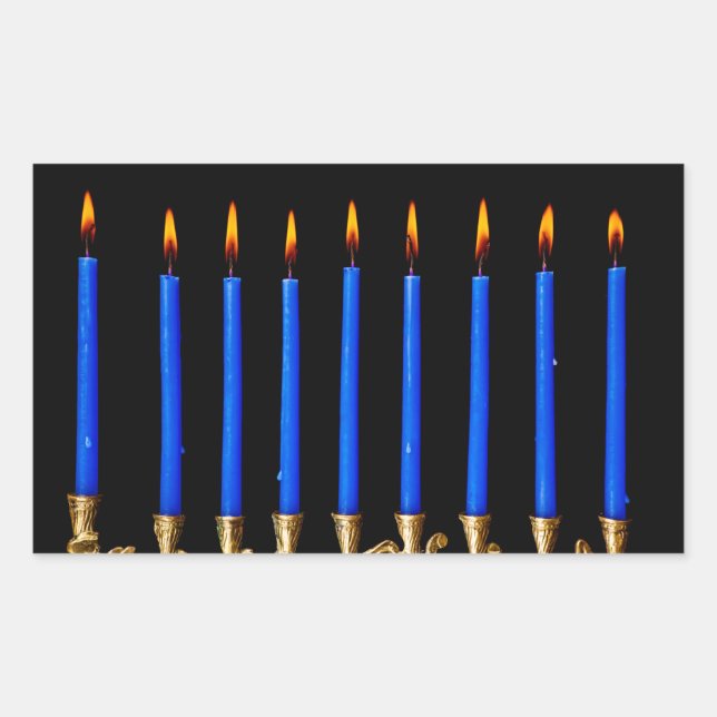 Pegatina Rectangular Hanukkah Chanukah Hanukah Hannukah Menorah Candles (Anverso)