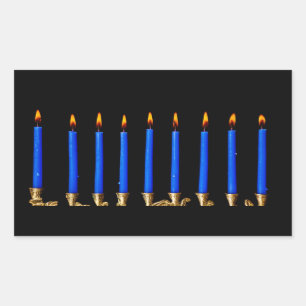 Pegatina Rectangular Hanukkah Chanukah Hanukah Hannukah Menorah Candles