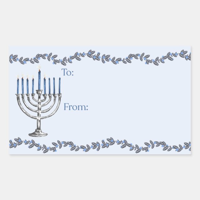 Pegatina Rectangular Hanukkah Menorahs Sticker (Anverso)