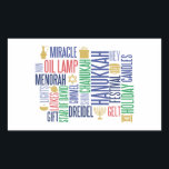 Pegatina Rectangular Hanukkah Palabras Pegatinas del Rectángulo de Vaca<br><div class="desc">Puede encontrar elementos de coordinación adicionales en nuestra colección "Hanukkah Words Holiday".</div>
