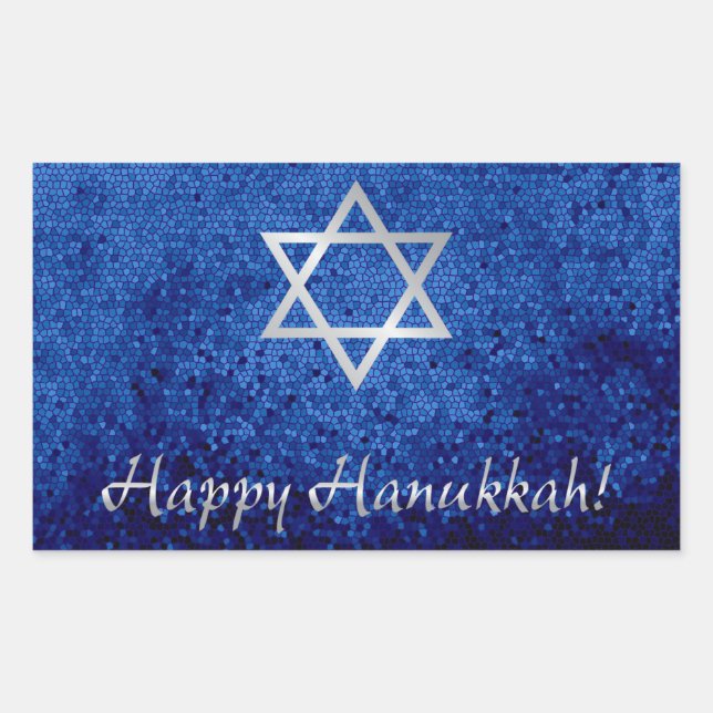 Pegatina Rectangular Hanukkah Star of David (Anverso)