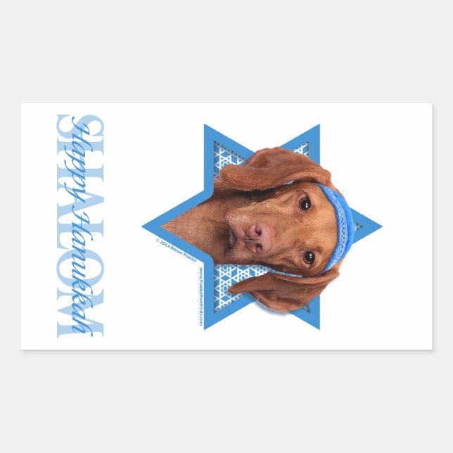 Pegatina Rectangular Hanukkah Star of David - Vizsla - Reagan (Anverso)