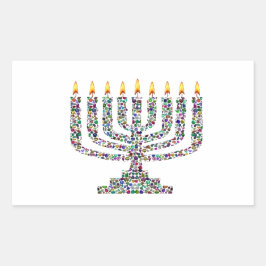Pegatina Rectangular Hanukkiah hecho con piedras angulares